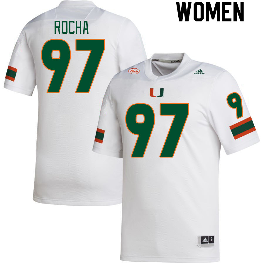 Women #97 Will Rocha Miami Hurricanes College Football Jerseys Stitched-White